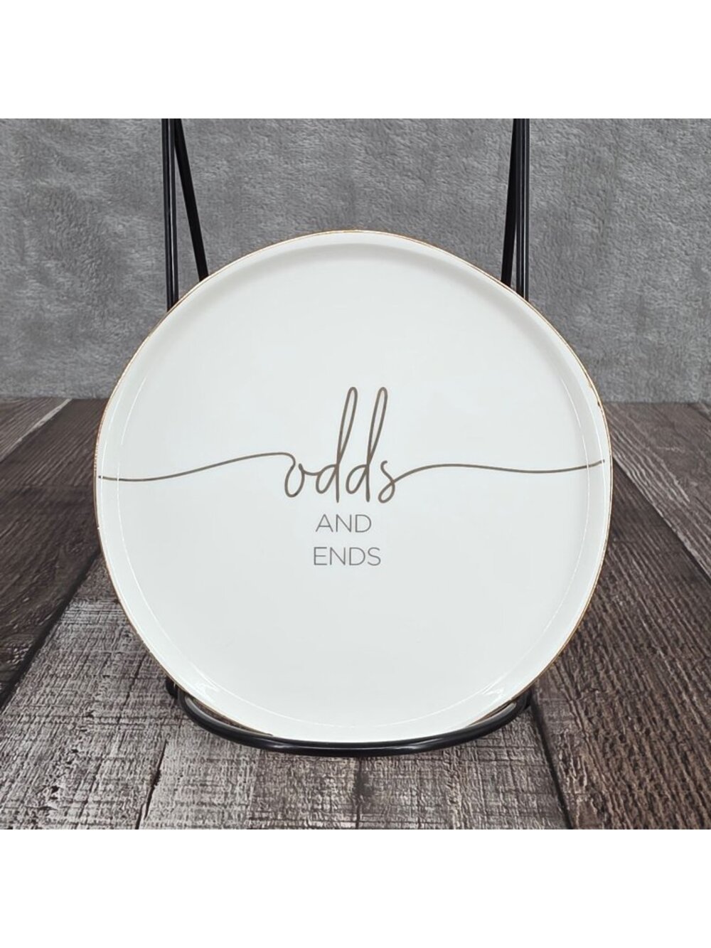 Karma Sentiment Trinket Tray Dish Odds & Ends Cream Metallic Gold Gift Boho New